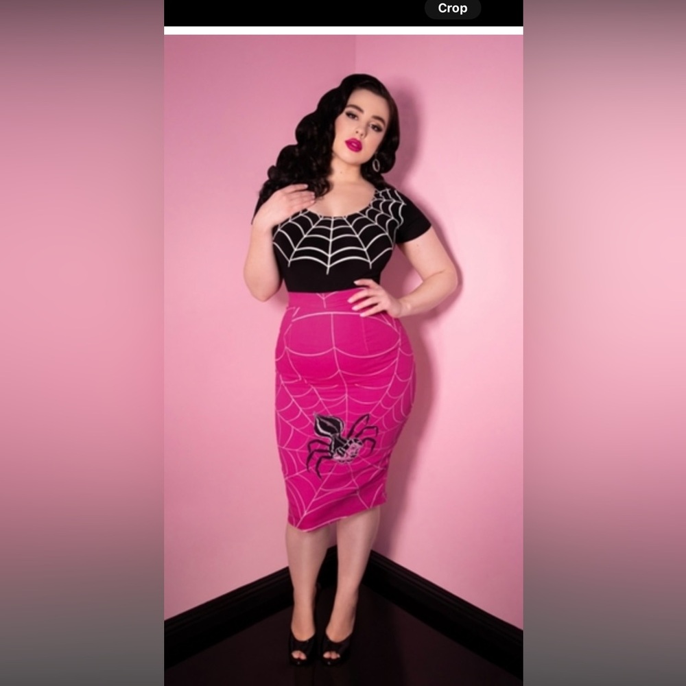 Pink Spider Web Pencil Skirt